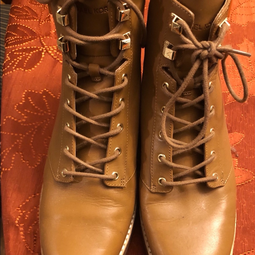 Michael Kors beige combat boots